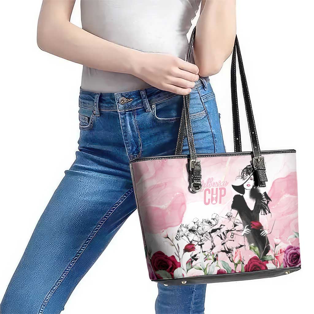 Melbourne Horse Racing Cup Pink Out Derby Leather Tote Bag - Aussie Hoodie