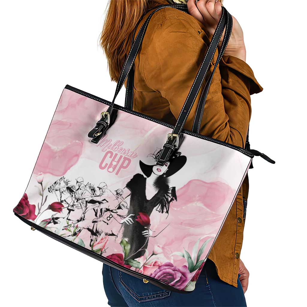 Melbourne Horse Racing Cup Pink Out Derby Leather Tote Bag - Aussie Hoodie