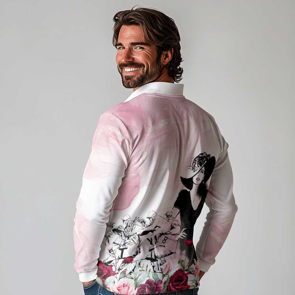Melbourne Horse Racing Cup Pink Out Derby Long Sleeve Polo Shirt - Aussie Hoodie
