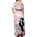 Melbourne Horse Racing Cup Pink Out Derby Off Shoulder Maxi Dress - Aussie Hoodie