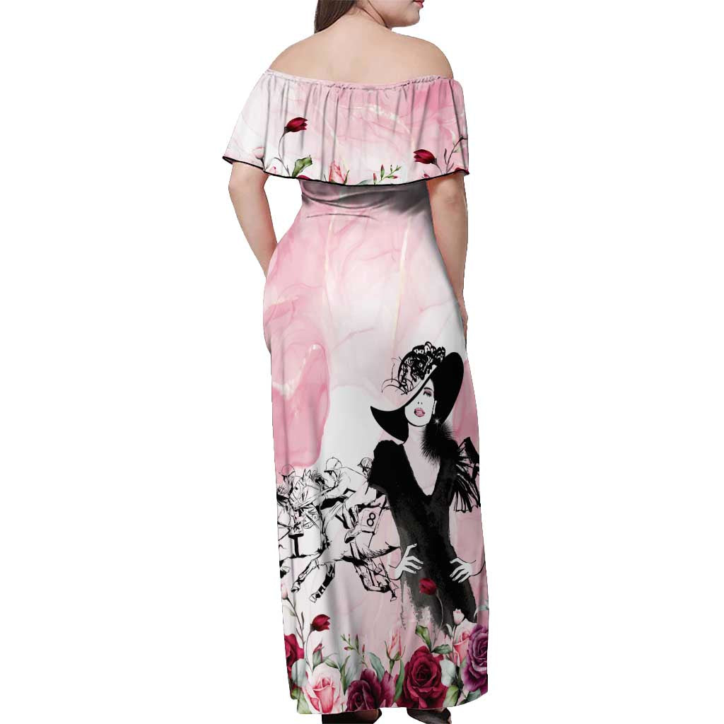 Melbourne Horse Racing Cup Pink Out Derby Off Shoulder Maxi Dress - Aussie Hoodie