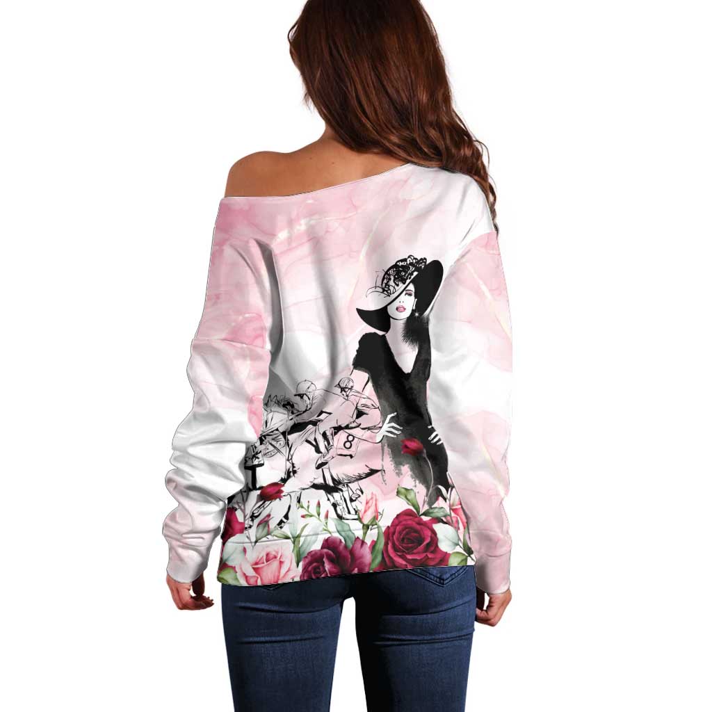 Melbourne Horse Racing Cup Pink Out Derby Off Shoulder Sweater - Aussie Hoodie