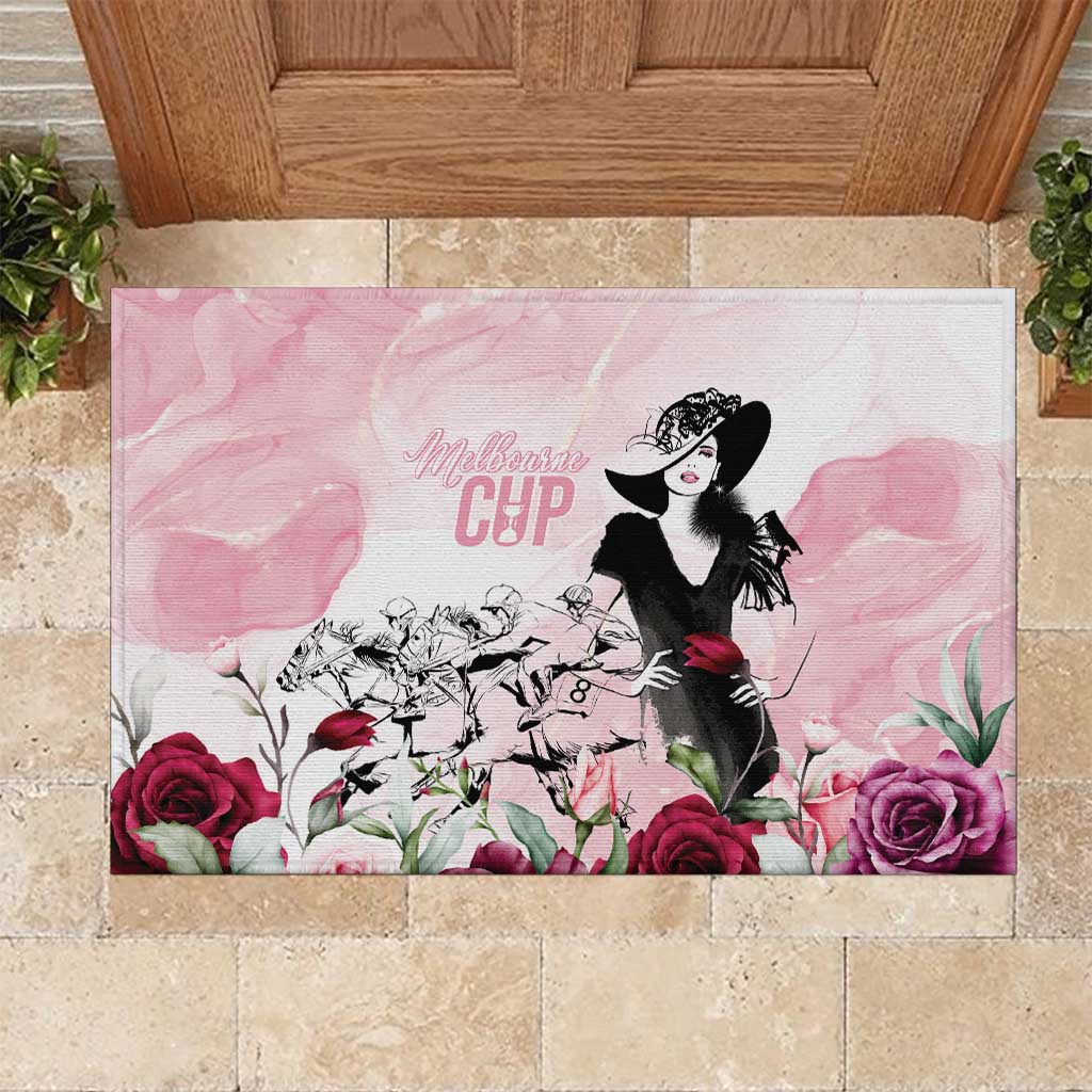 Melbourne Horse Racing Cup Pink Out Derby Rubber Doormat - Aussie Hoodie