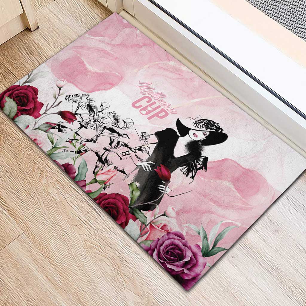 Melbourne Horse Racing Cup Pink Out Derby Rubber Doormat - Aussie Hoodie