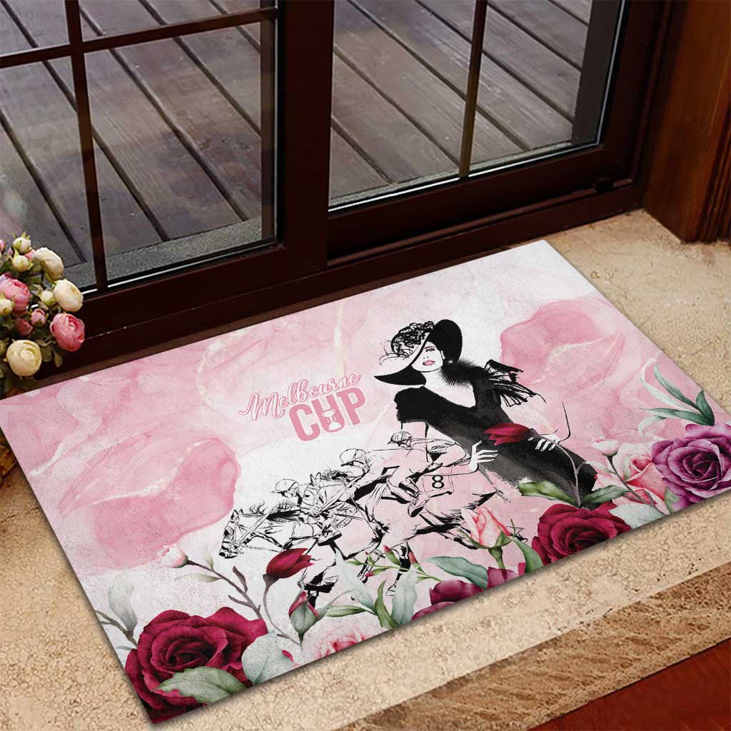 Melbourne Horse Racing Cup Pink Out Derby Rubber Doormat - Aussie Hoodie