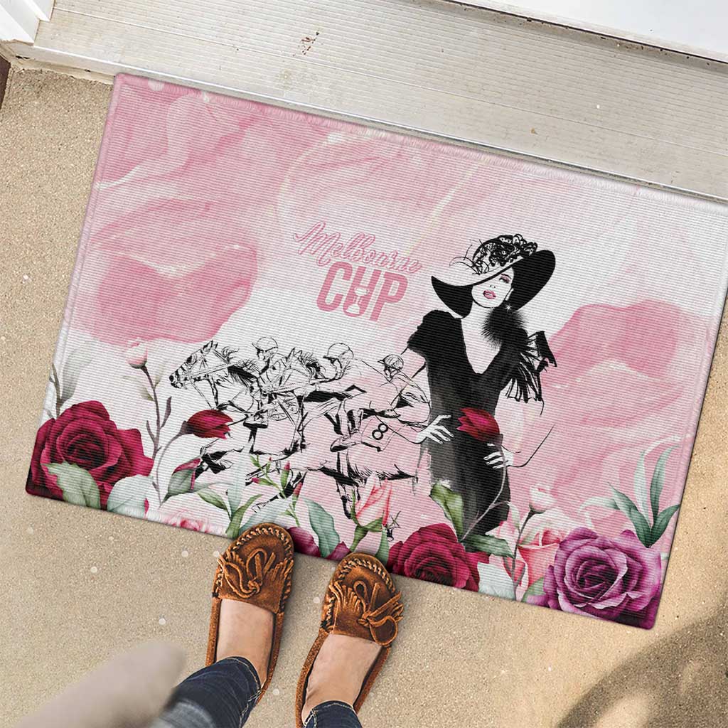Melbourne Horse Racing Cup Pink Out Derby Rubber Doormat - Aussie Hoodie