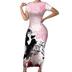 Melbourne Horse Racing Cup Pink Out Derby Short Sleeve Bodycon Dress - Aussie Hoodie