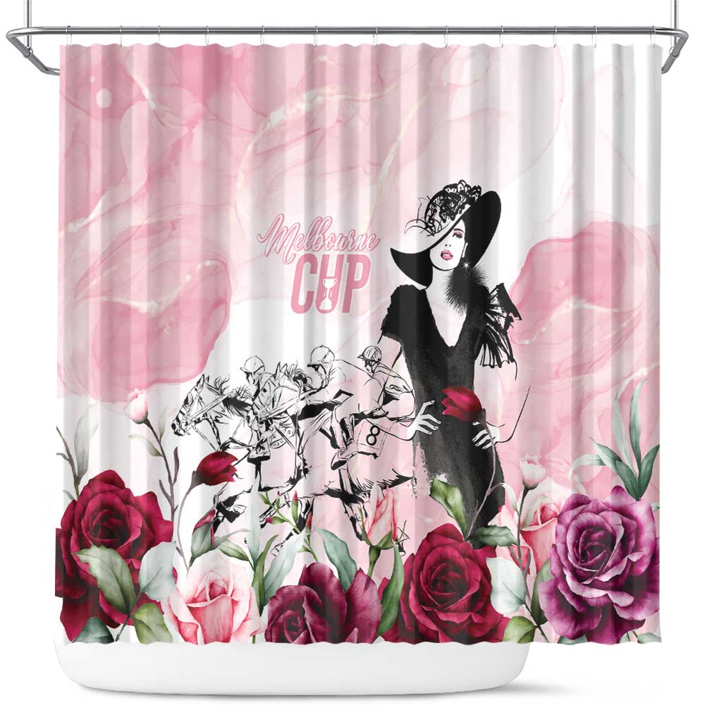 Melbourne Horse Racing Cup Pink Out Derby Shower Curtain - Aussie Hoodie
