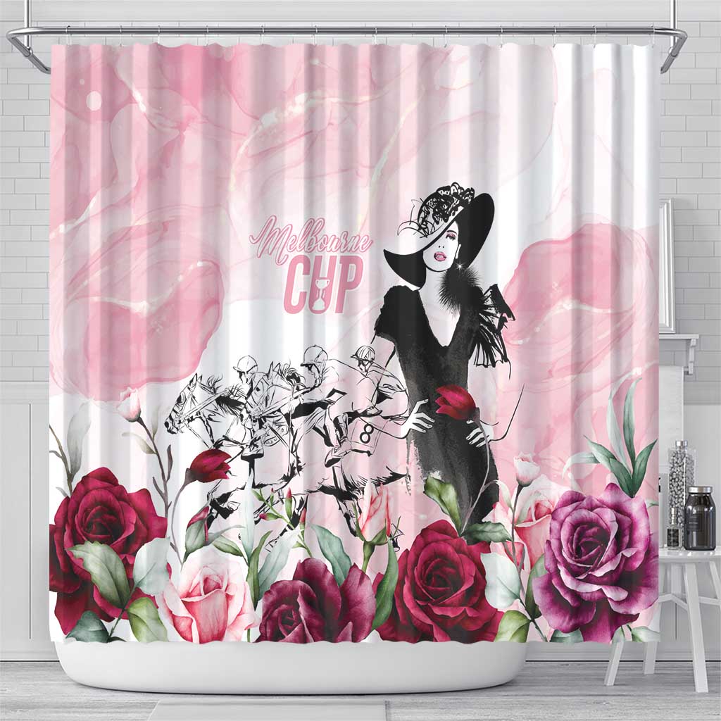 Melbourne Horse Racing Cup Pink Out Derby Shower Curtain - Aussie Hoodie