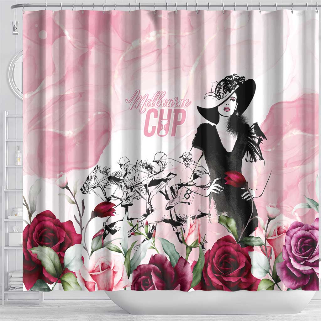 Melbourne Horse Racing Cup Pink Out Derby Shower Curtain - Aussie Hoodie