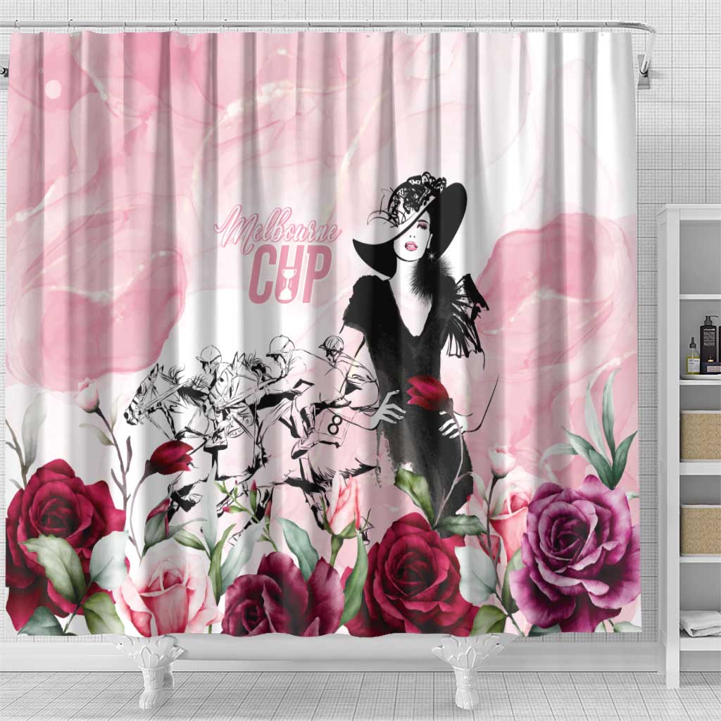 Melbourne Horse Racing Cup Pink Out Derby Shower Curtain - Aussie Hoodie