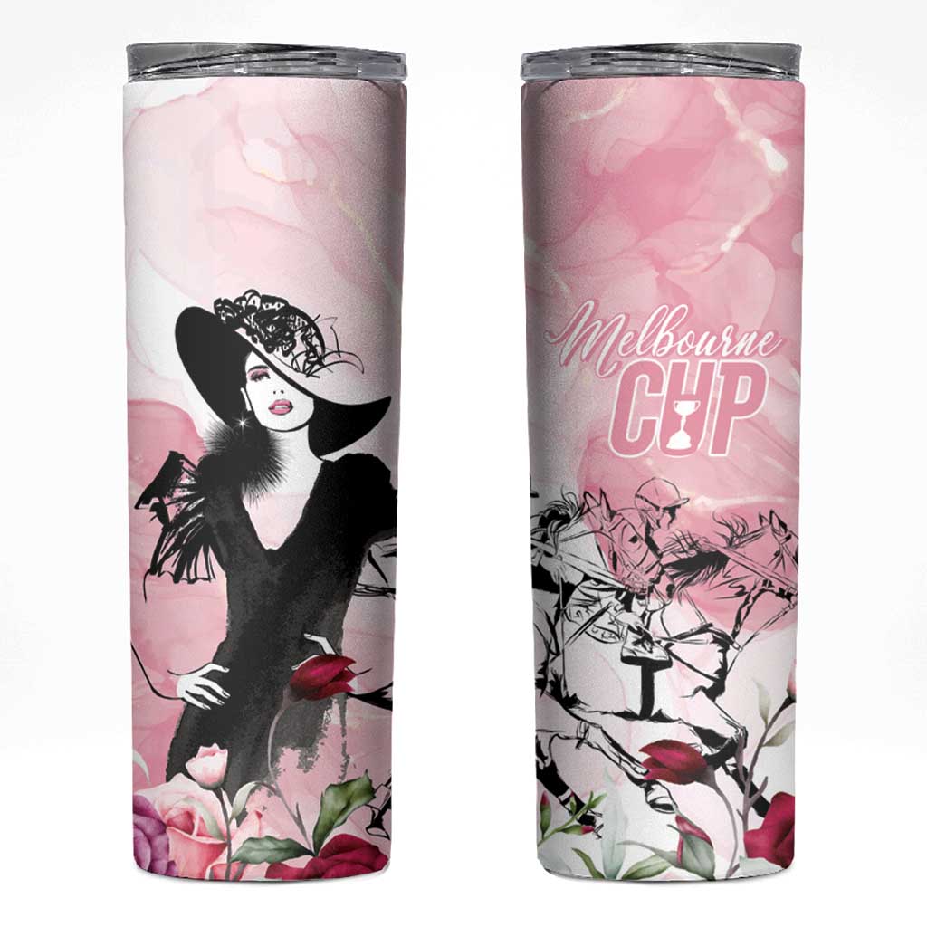 Melbourne Horse Racing Cup Pink Out Derby Skinny Tumbler - Aussie Hoodie