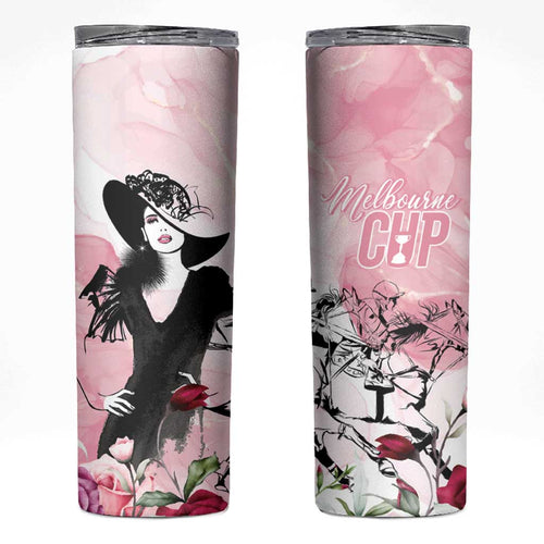 Melbourne Horse Racing Cup Pink Out Derby Skinny Tumbler - Aussie Hoodie