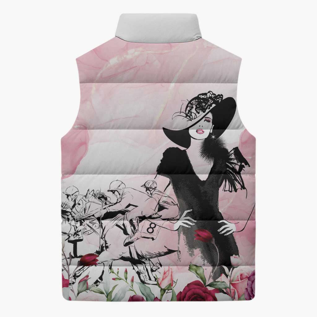 Melbourne Horse Racing Cup Pink Out Derby Sleeveless Puffer Jacket - Aussie Hoodie