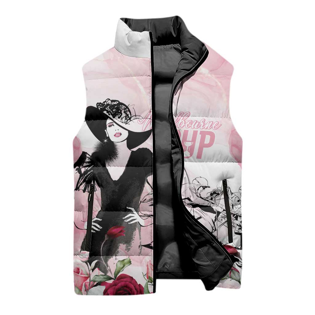 Melbourne Horse Racing Cup Pink Out Derby Sleeveless Puffer Jacket - Aussie Hoodie