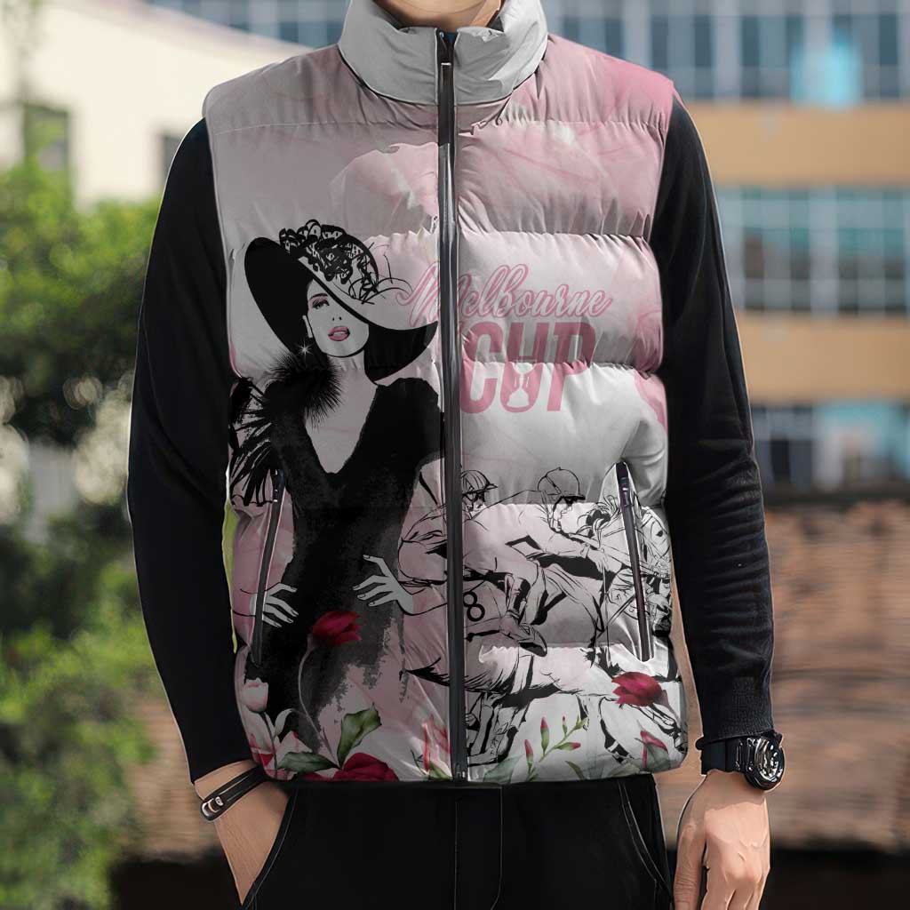 Melbourne Horse Racing Cup Pink Out Derby Sleeveless Puffer Jacket - Aussie Hoodie