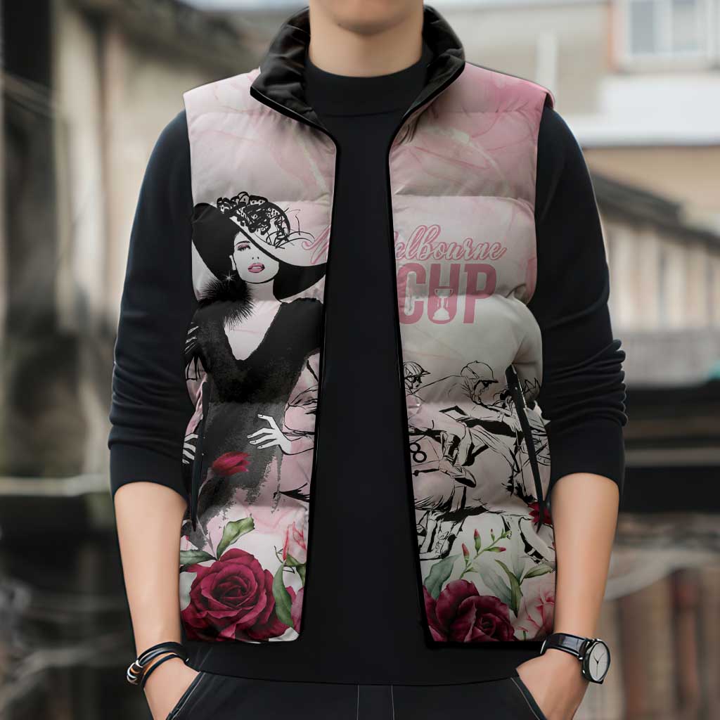Melbourne Horse Racing Cup Pink Out Derby Sleeveless Puffer Jacket - Aussie Hoodie
