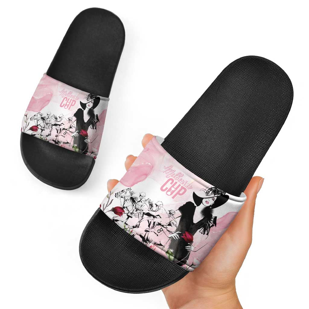 Melbourne Horse Racing Cup Pink Out Derby Slide Sandals - Aussie Hoodie