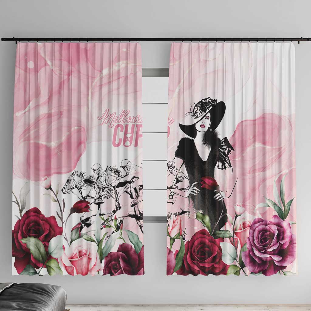 Melbourne Horse Racing Cup Pink Out Derby Window Curtain - Aussie Hoodie