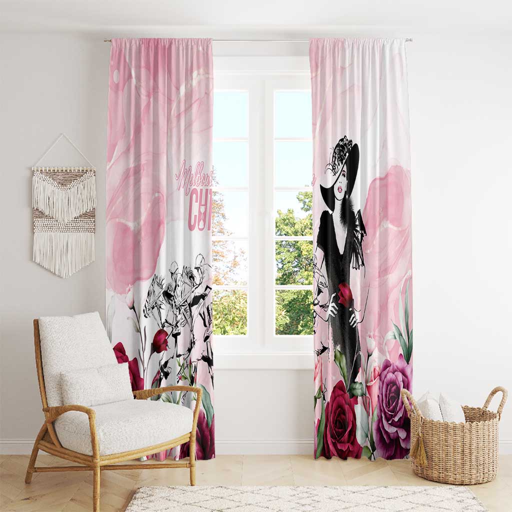 Melbourne Horse Racing Cup Pink Out Derby Window Curtain - Aussie Hoodie