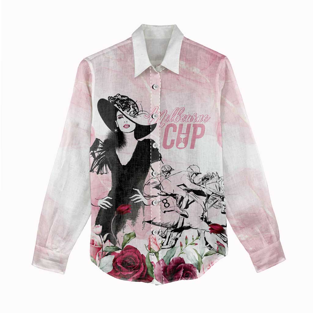 Melbourne Horse Racing Cup Pink Out Derby Women Casual Shirt - Aussie Hoodie