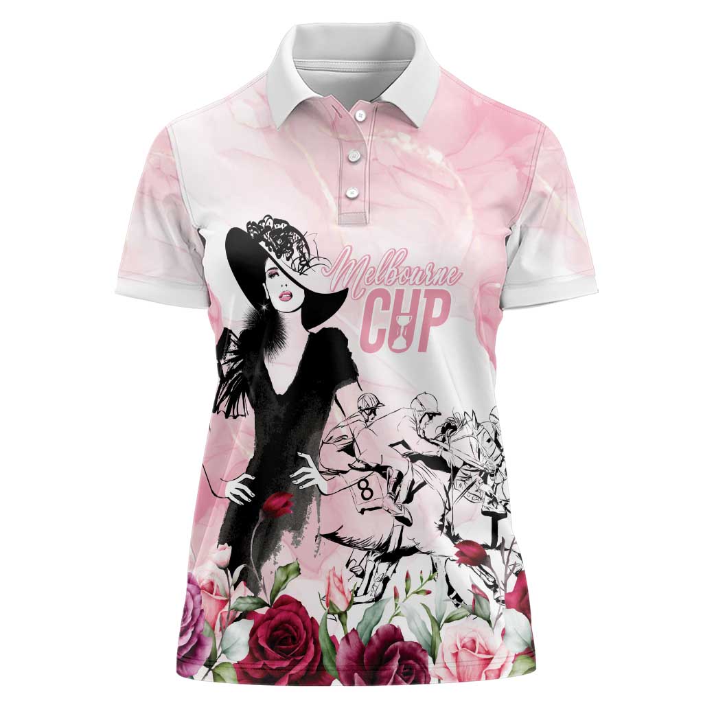 Melbourne Horse Racing Cup Pink Out Derby Women Polo Shirt - Aussie Hoodie