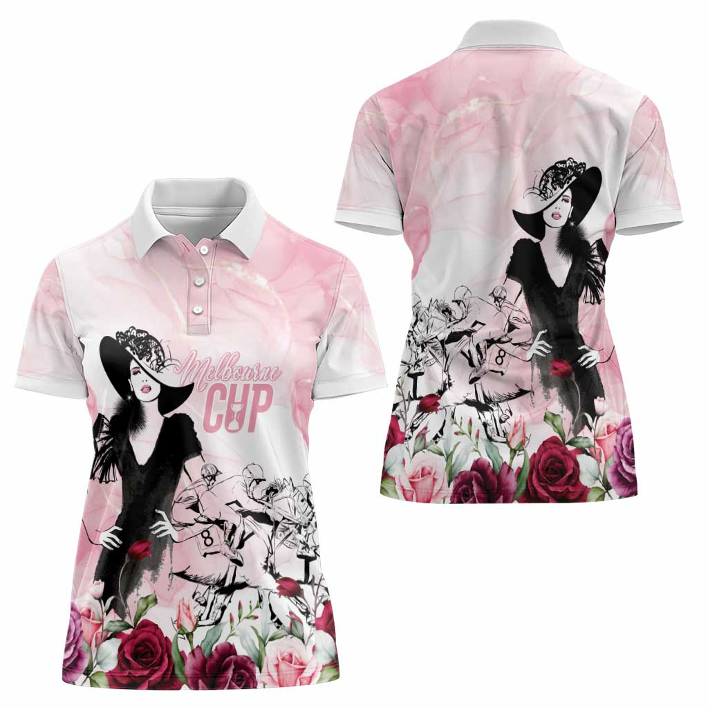 Melbourne Horse Racing Cup Pink Out Derby Women Polo Shirt - Aussie Hoodie