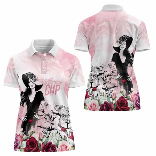 Melbourne Horse Racing Cup Pink Out Derby Women Polo Shirt - Aussie Hoodie