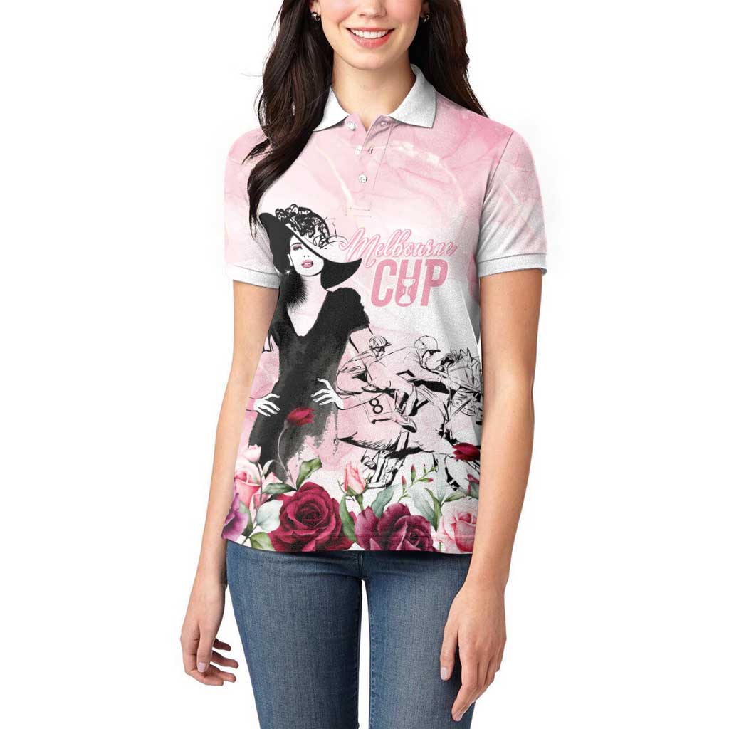 Melbourne Horse Racing Cup Pink Out Derby Women Polo Shirt - Aussie Hoodie