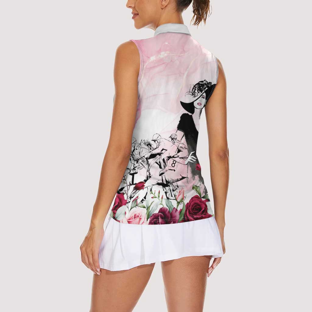 Melbourne Horse Racing Cup Pink Out Derby Women Sleeveless Polo Shirt - Aussie Hoodie