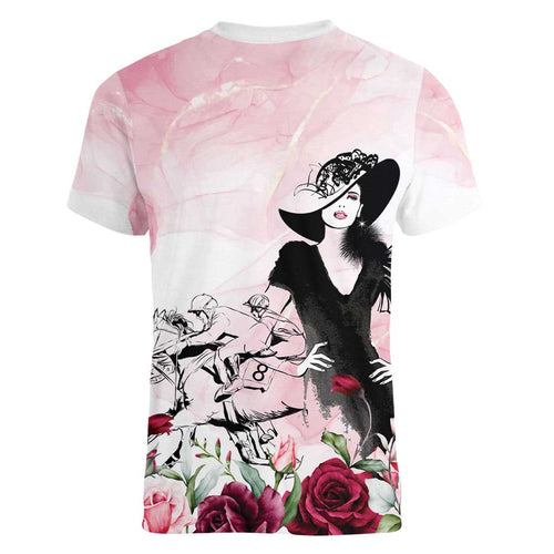 Melbourne Horse Racing Cup Pink Out Derby Women V-Neck T-Shirt - Aussie Hoodie