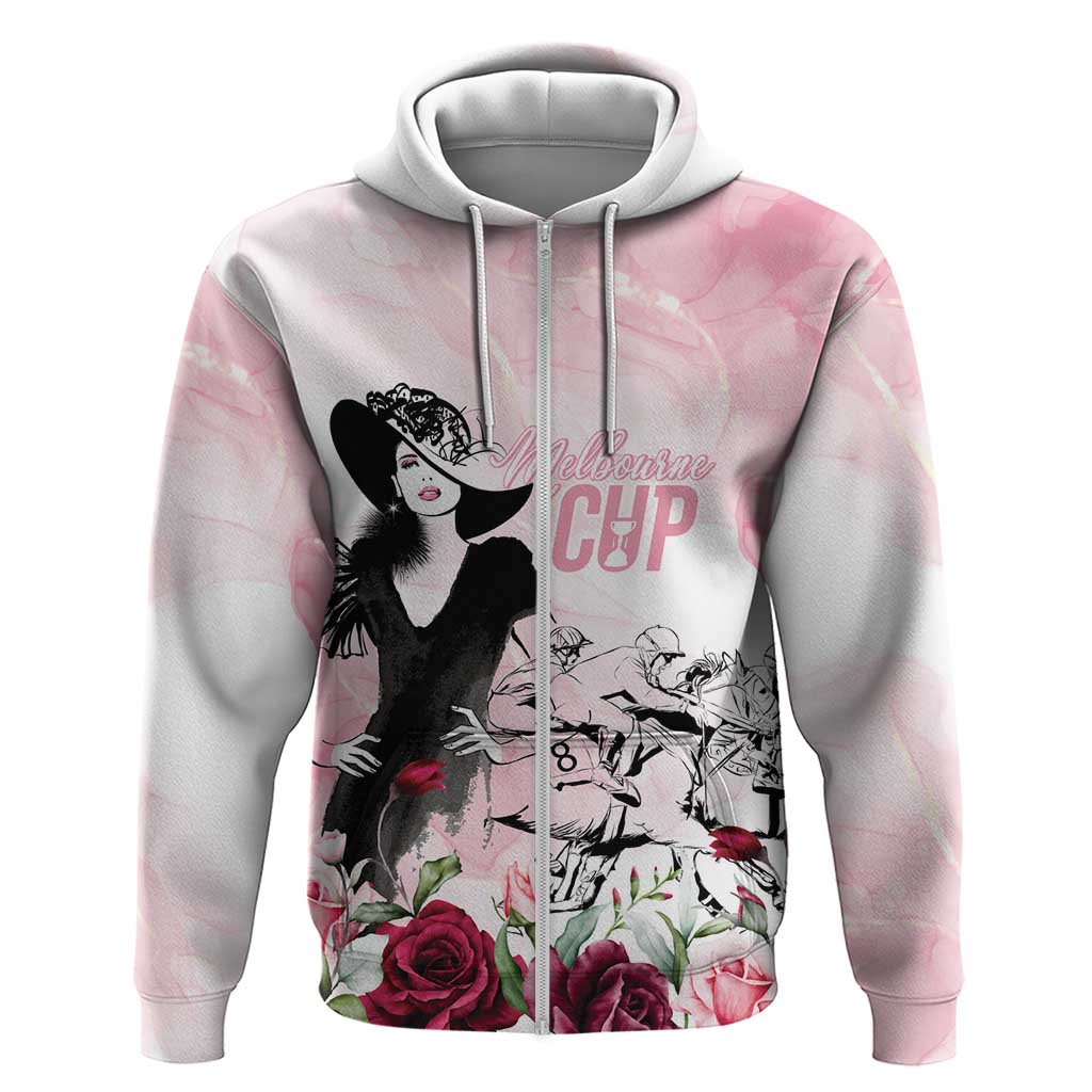 Melbourne Horse Racing Cup Pink Out Derby Zip Hoodie - Aussie Hoodie