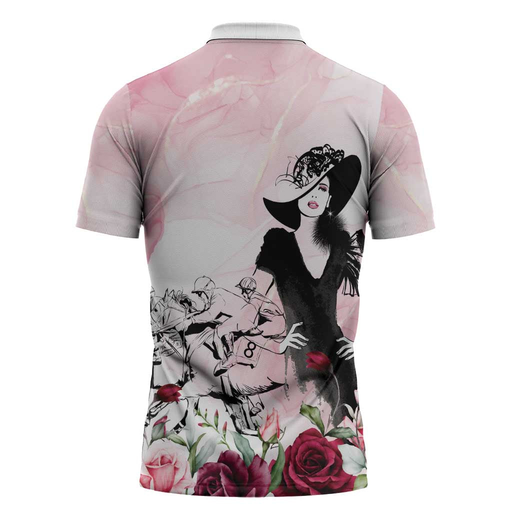 Melbourne Horse Racing Cup Pink Out Derby Zipper Polo Shirt - Aussie Hoodie