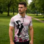 Melbourne Horse Racing Cup Pink Out Derby Zipper Polo Shirt - Aussie Hoodie