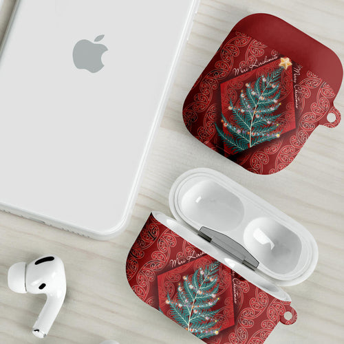 Aotearoa Maori Mangopare Meri Kirihimete AirPods Case Christmas Fern