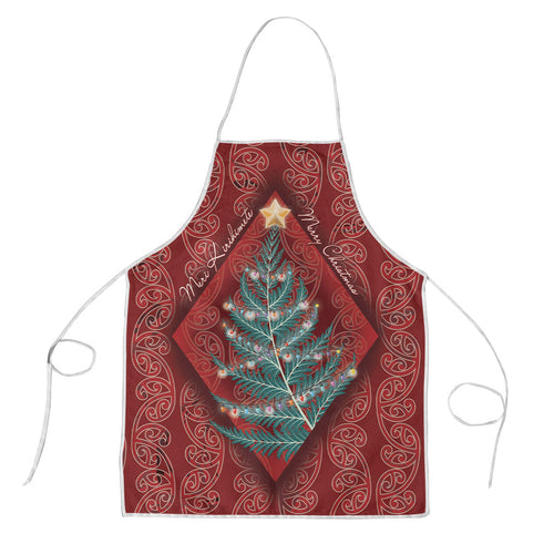 Aotearoa Maori Mangopare Meri Kirihimete Apron Christmas Fern