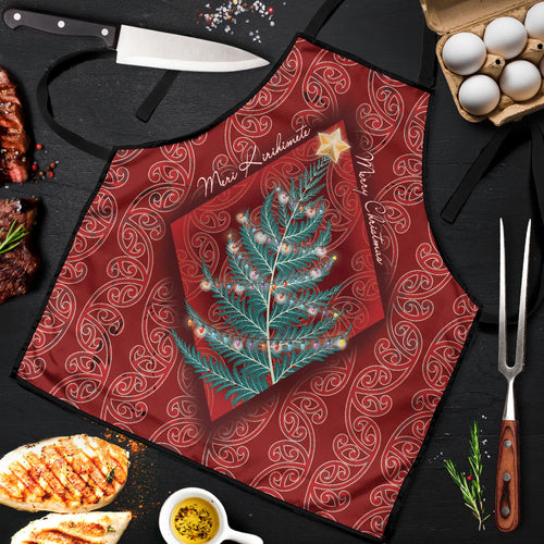 Aotearoa Maori Mangopare Meri Kirihimete Apron Christmas Fern