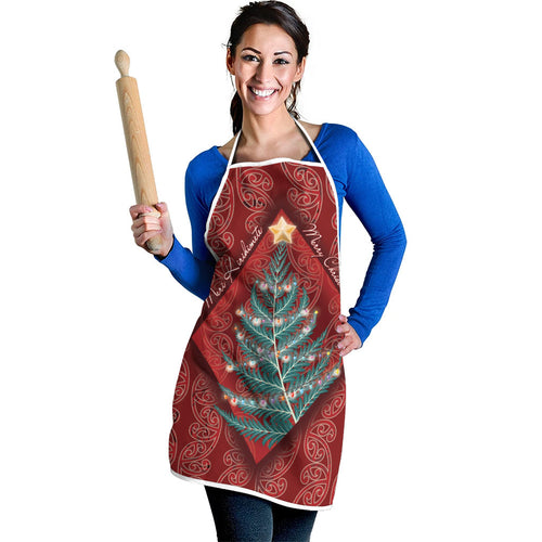Aotearoa Maori Mangopare Meri Kirihimete Apron Christmas Fern