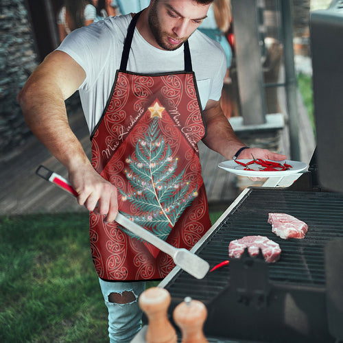 Aotearoa Maori Mangopare Meri Kirihimete Apron Christmas Fern