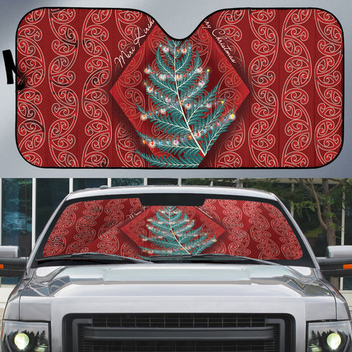 Aotearoa Maori Mangopare Meri Kirihimete Auto Sun Shade Christmas Fern