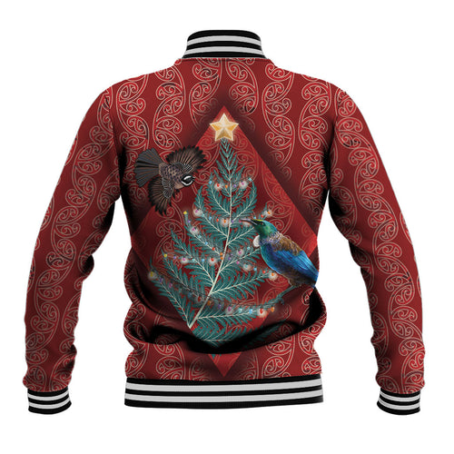 Aotearoa Maori Mangopare Meri Kirihimete Baseball Jacket Christmas Fern