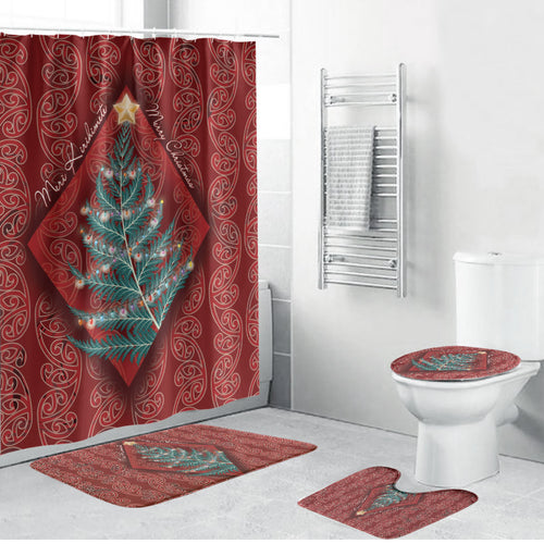 Aotearoa Maori Mangopare Meri Kirihimete Bathroom Set Christmas Fern