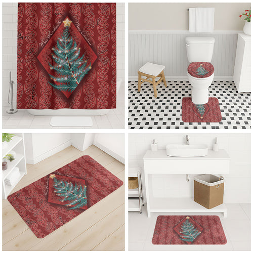 Aotearoa Maori Mangopare Meri Kirihimete Bathroom Set Christmas Fern