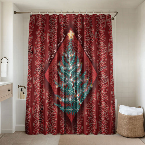 Aotearoa Maori Mangopare Meri Kirihimete Bathroom Set Christmas Fern
