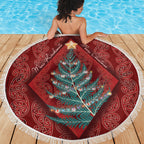 Aotearoa Maori Mangopare Meri Kirihimete Beach Blanket Christmas Fern