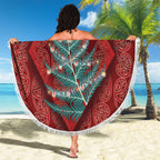 Aotearoa Maori Mangopare Meri Kirihimete Beach Blanket Christmas Fern
