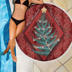 Aotearoa Maori Mangopare Meri Kirihimete Beach Blanket Christmas Fern
