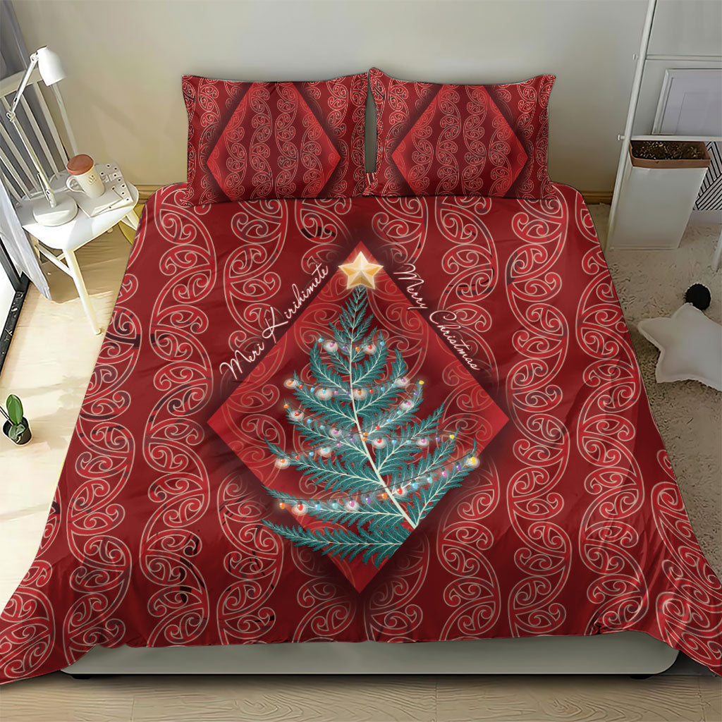 Aotearoa Maori Mangopare Meri Kirihimete Bedding Set Christmas Fern