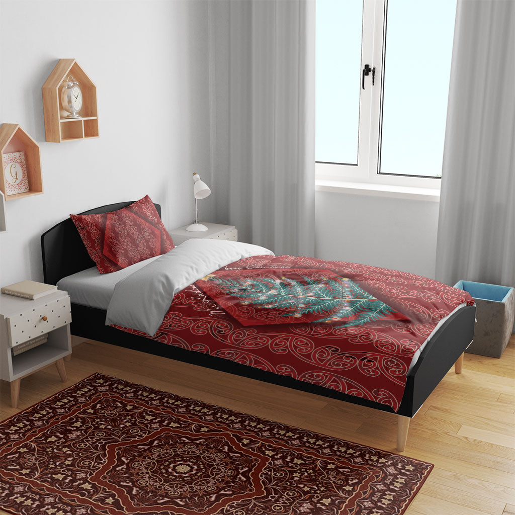 Aotearoa Maori Mangopare Meri Kirihimete Bedding Set Christmas Fern