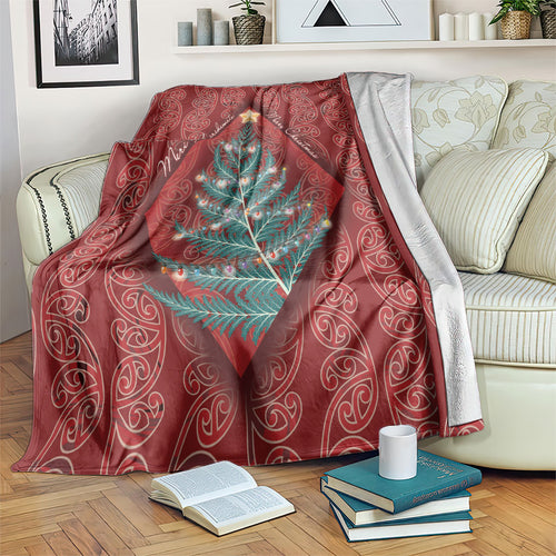 Aotearoa Maori Mangopare Meri Kirihimete Blanket Christmas Fern